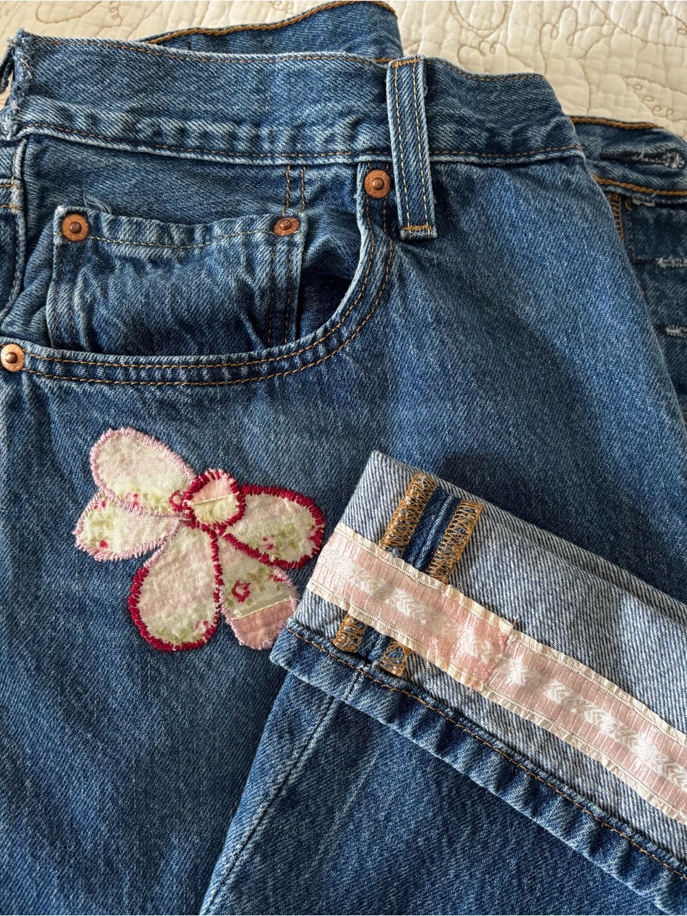 Levi's premium Big E 501s 32x26 - customized